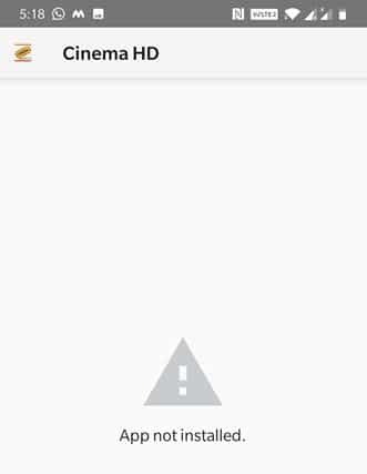 Cinema HD Not installed error