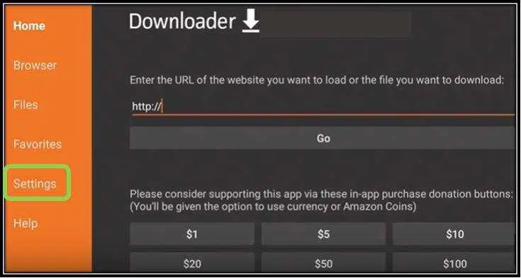 Downloader Settings Page