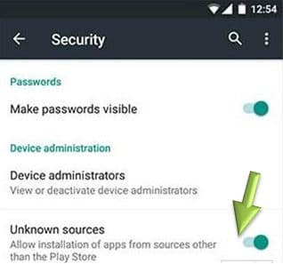 Enable Unknown Sources in Android security