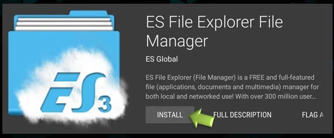 Install ES File Explorer on TV